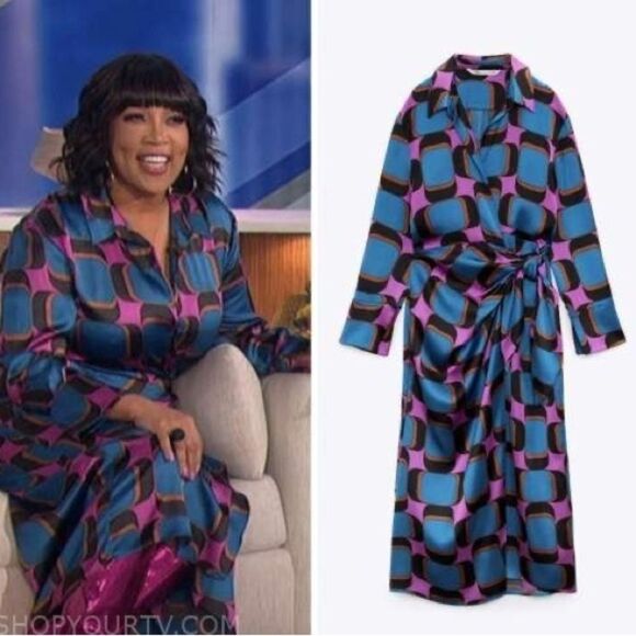 Zara Blue and Pink Patterned Dress - Picture 11 of 13